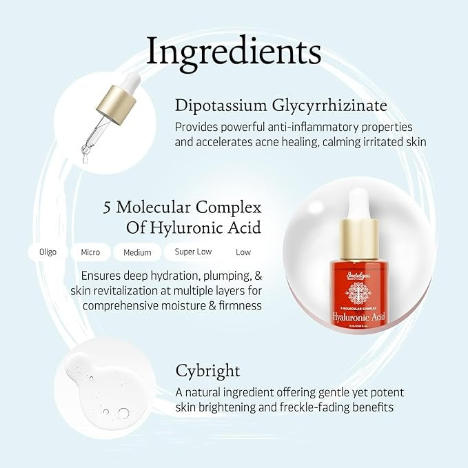 Indulgeo Essentials 5 Molecular Complex Hyaluronic Acid Lightweight Face Serum - 6 ml