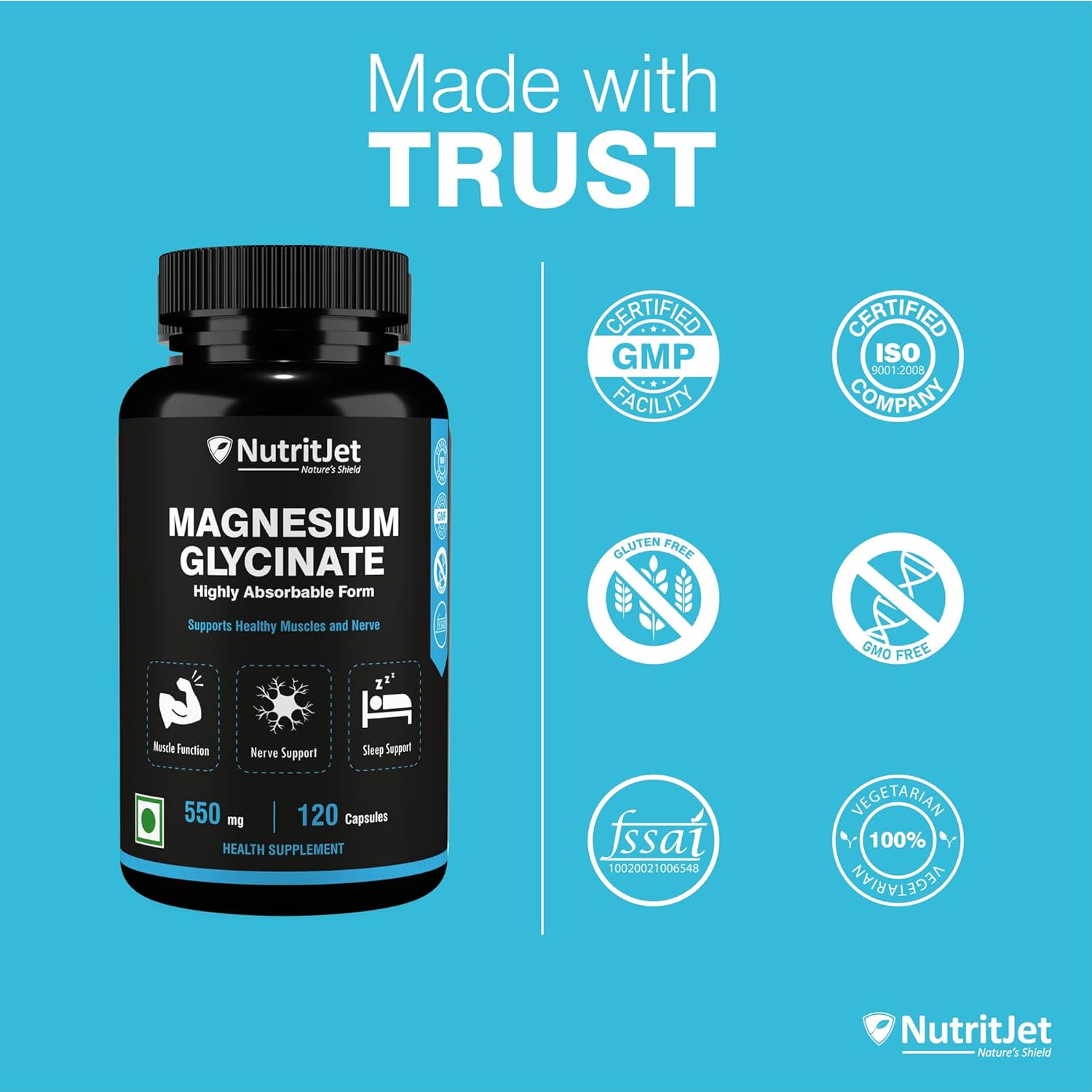 NutritJet Melatonin 10mg Sleeping Aid Pills, Sleep Supplement For Stress Free Sleep & Calm Relax - 60 Vegetarian Tablets