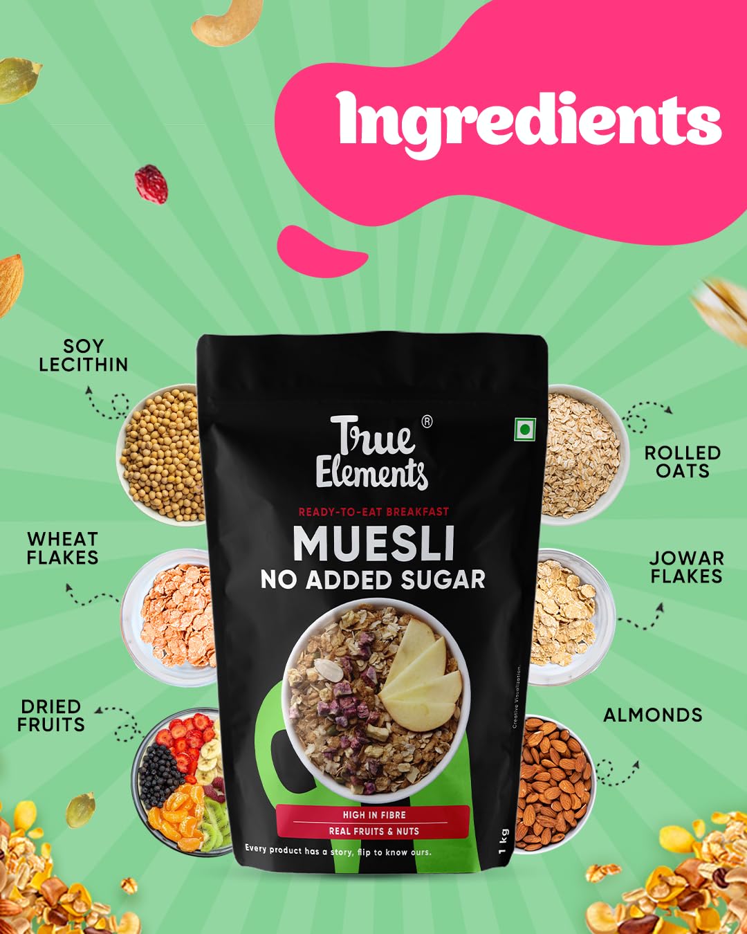 True Elements Muesli No Added Sugar 400gm