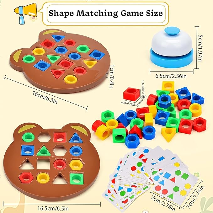 Kidology Geometric Shape and Color Matching Puzzle Board Game