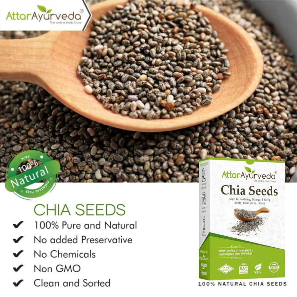 Attar Ayurveda Chia Seeds 250 gm - For Weight Management and Eating | Pure and Natural | Preservative-free | Non-GMO | Clean and Sorted | Rich in Calcium, Protein, Omega-3 & Fibre |