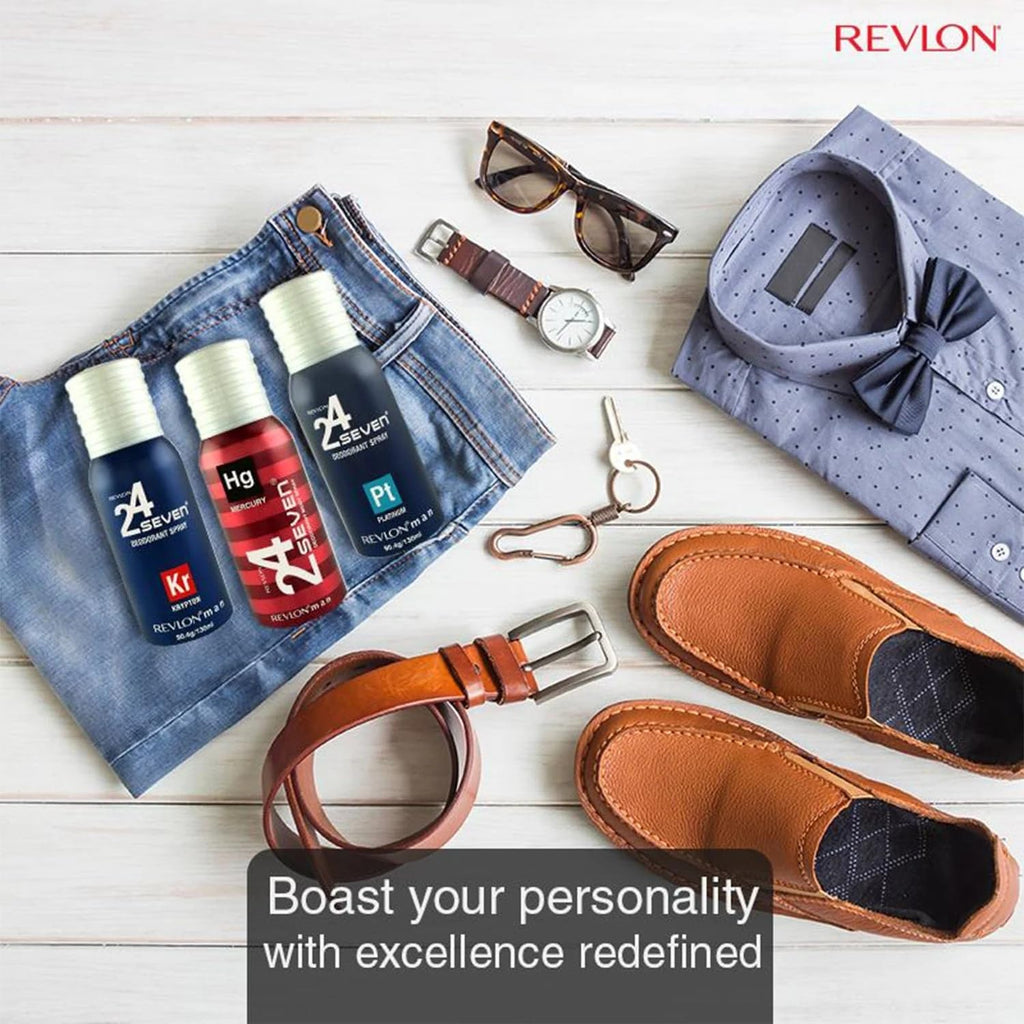 Revlon 24 Seven Perfumed Body Spray for Men & Women | Long-Lasting Fragrance for All-Day Freshness | Invigorating, Light & Refreshing Scent | Krypton-130ml
