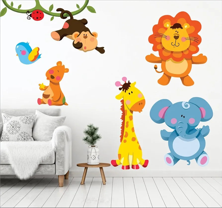 AH Decals Vinyl Wall Sticker Animated Lion Giraffe Elephant Animals Sticker Design 5