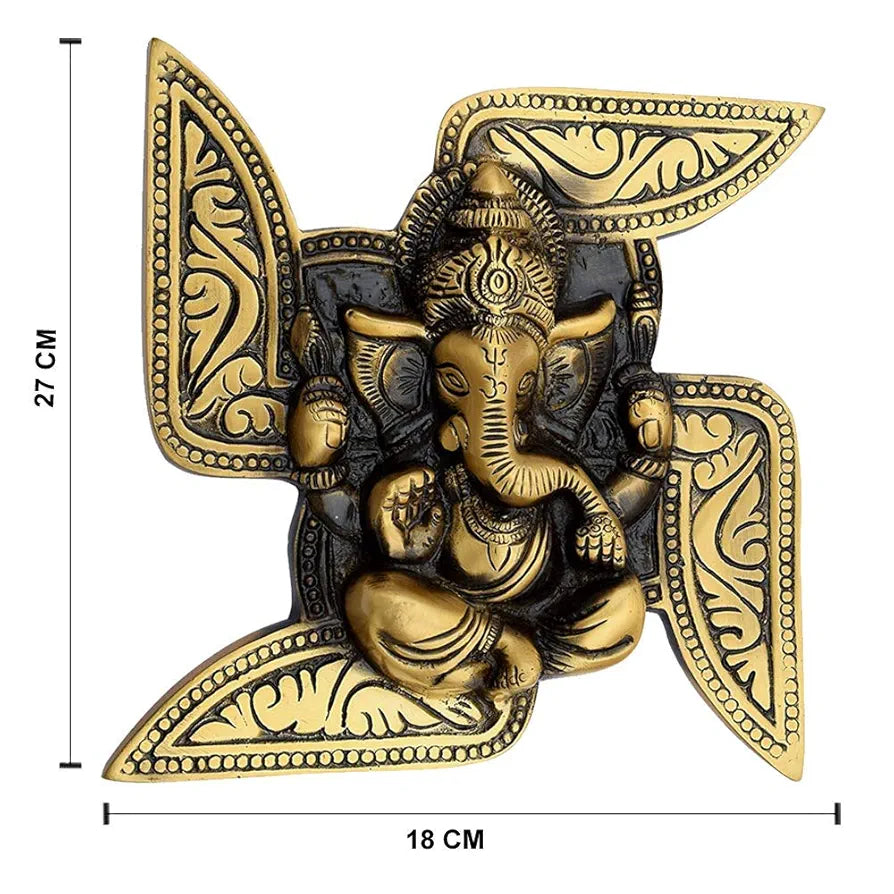 Chhariya Crafts Metal Ganesh Idol Ganesha Murti Ganpati Statue Lucky Feng Shui Wall Decor