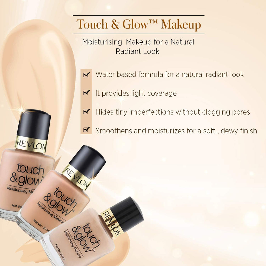 REVLON Touch And Glow Liquid High Coverage Make Up For All Skin Type , Natural Mist , 20Ml