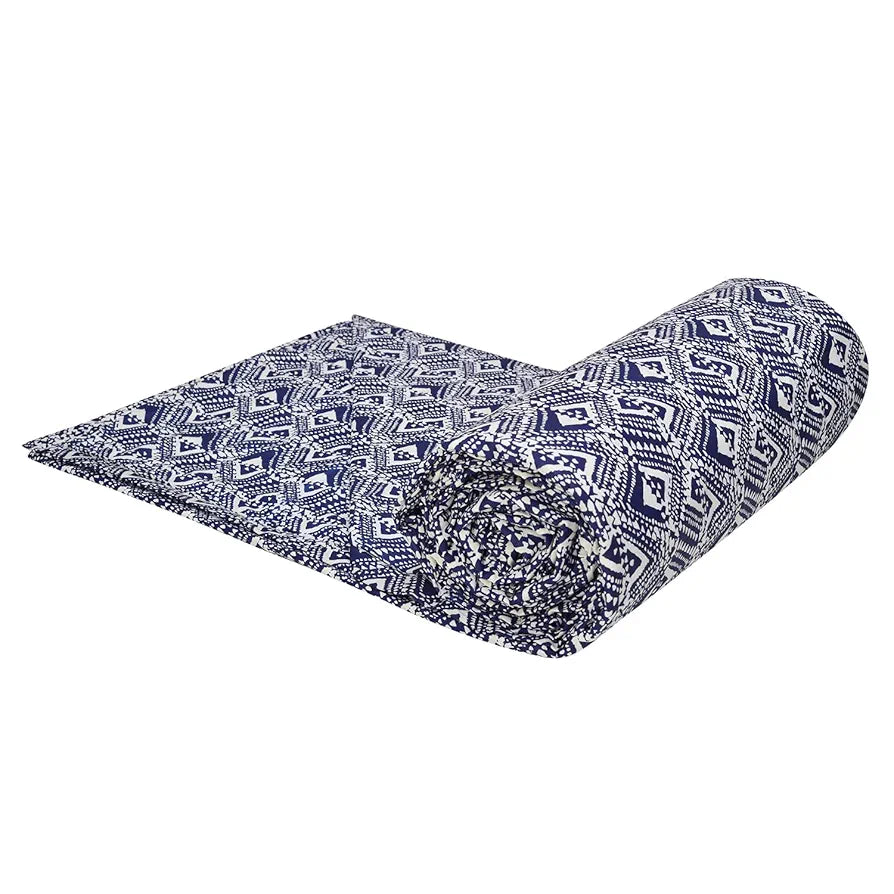 Trance Home Linen Pure Cotton Reversible Dohar Toddler Size Ac Quilt for Babies Colour Navy Blue Abstract