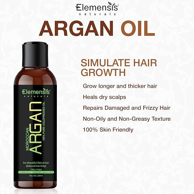 Elemensis Naturals Pure & Natural Therapeutic Grade Cold Pressed Argan Oil - 100 ml