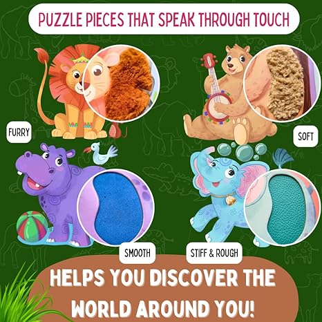 PepPlay My First Touch and Feel Puzzle Wild Animals Three Piece Puzzle Learning for Toddlers