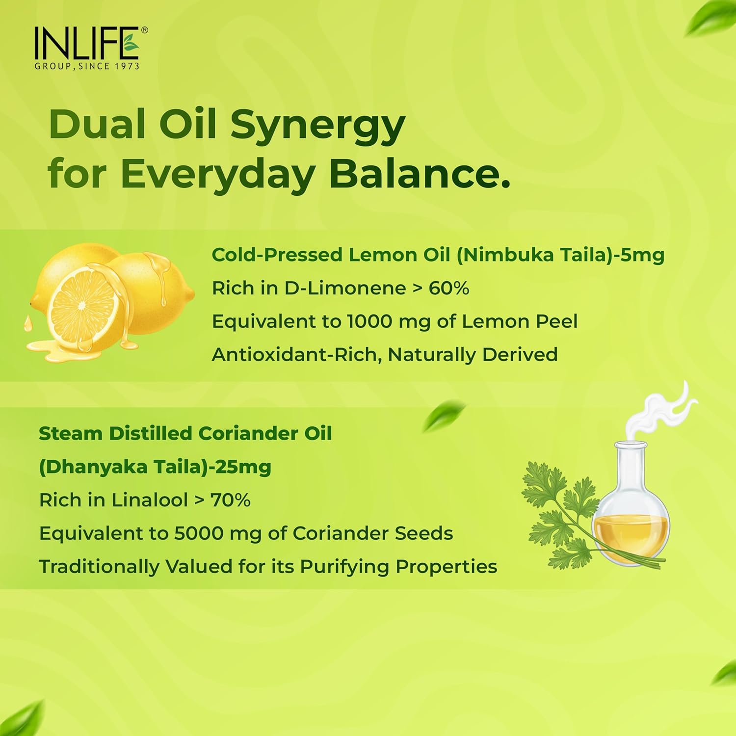 INLIFE Natural Lemon Coriander Oil Capsules | Kidney Support Supplement | Detox Renal Care, Digestion & Immune Health - 60 Liquid Filled Vegetarian Capsules