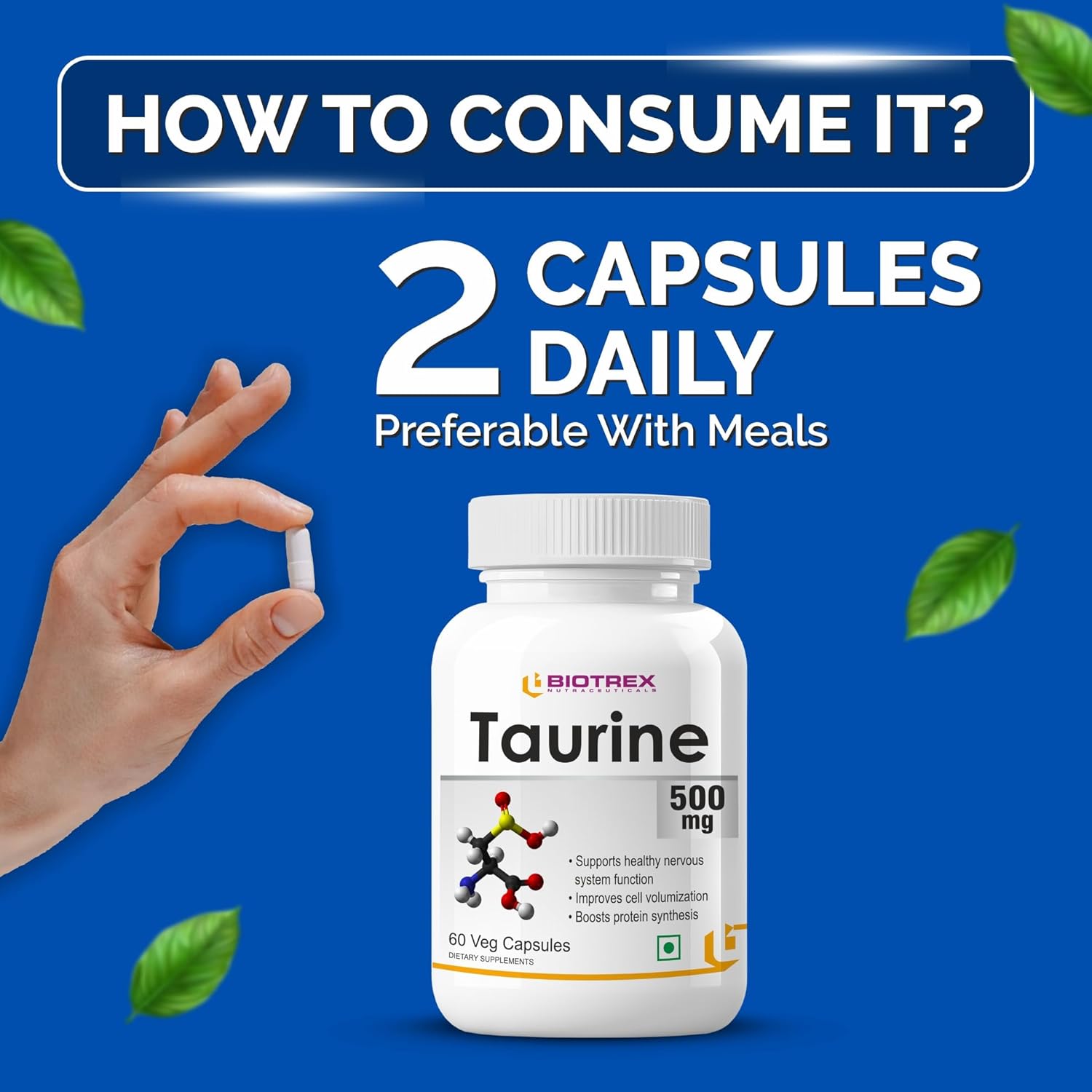 Biotrex Nutraceuticals Taurine 500mg - 60 Veg Capsules