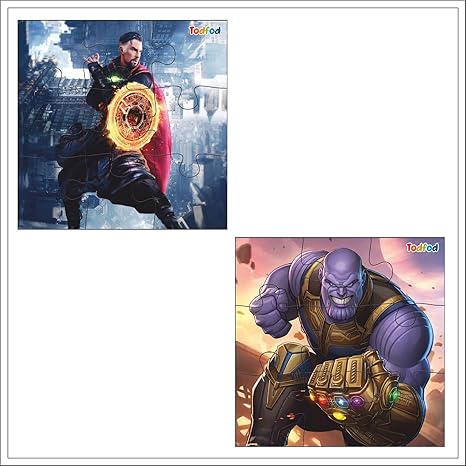 TodFod Wooden Jigsaw Puzzles Toy for Kids & Children Disney Barbie Girls 54 Pieces 6 in 1 & Marvel Avengers