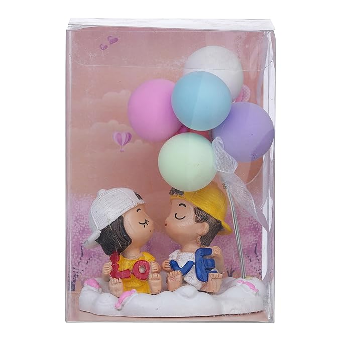 Ecraftindia Cute Couple Statue With Balloons Decorative Showpiece | Valentine Gift