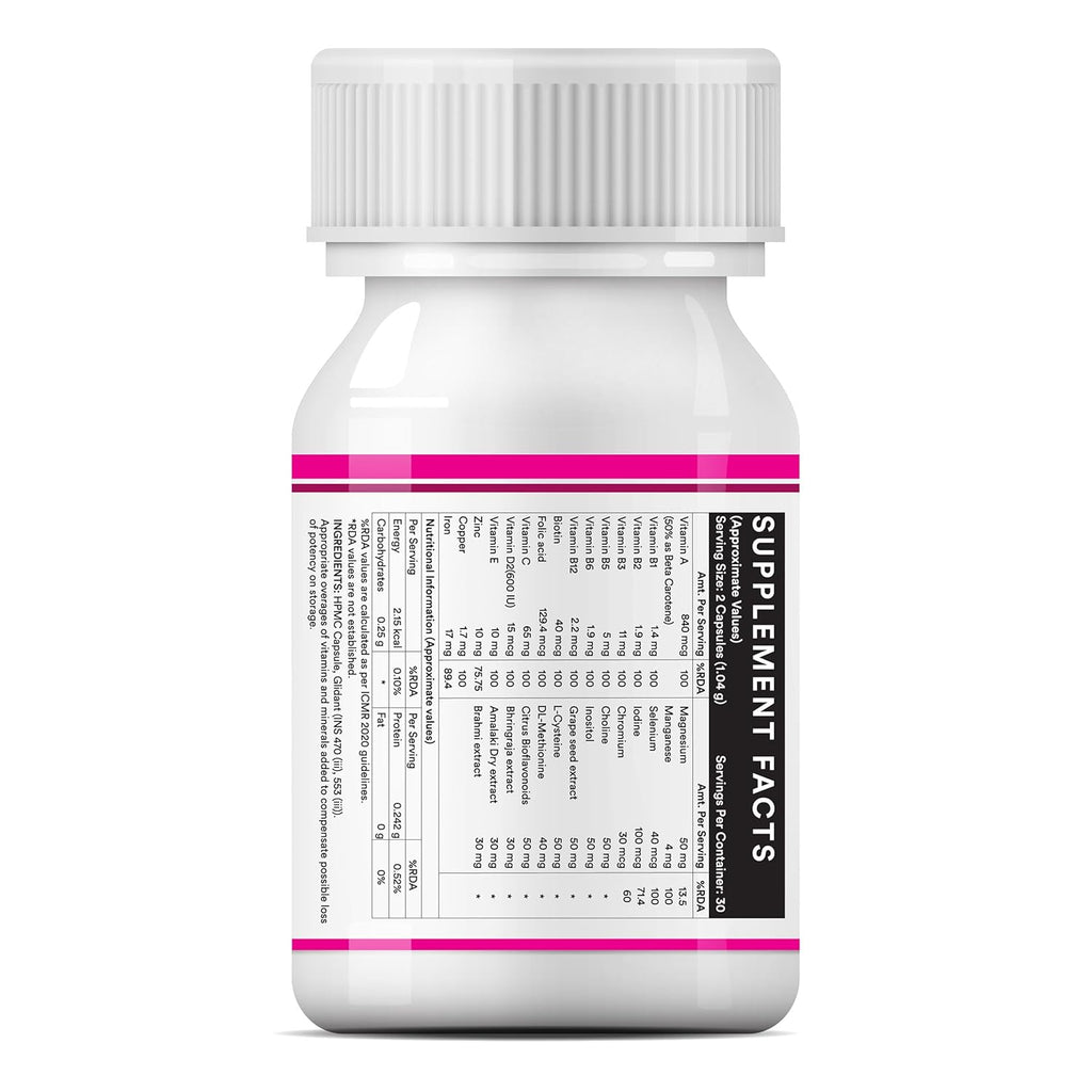 INLIFE Advanced Hair Skin & Nails Supplement with Biotin, Multivitamin Minerals, Amino Acids for Hair Care - 60 Vegetarian Capsules