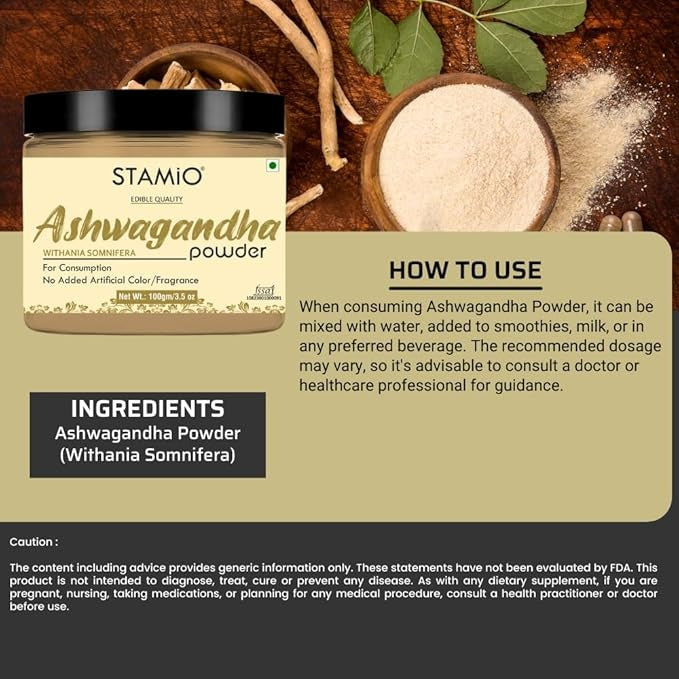 Stamio Ashwagandha Powder - 100 gms