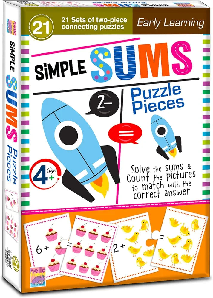 Hello Friend Simple Math Sum Jigsaw Puzzle Connecting 2-Piece  for Kids Children and Toddlers Early Learning Educational