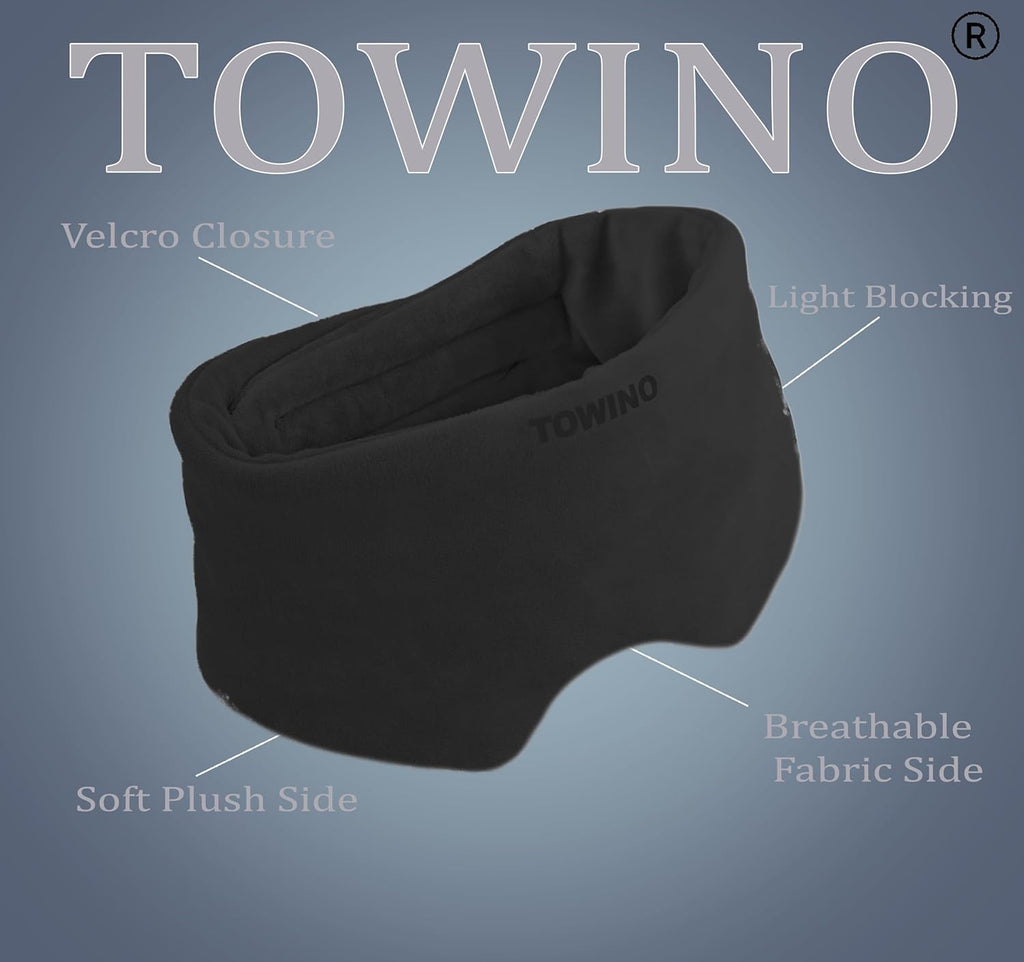 TOWINO® Eye Mask for Sleeping Super Soft & Smooth And Fully Adjustable To All Size Heads - Super Soft & Comfortable for Women and Men, Blindfold for Travelling, Night Sleeping,Nap Suitable for All Family Members Made In India (Black)
