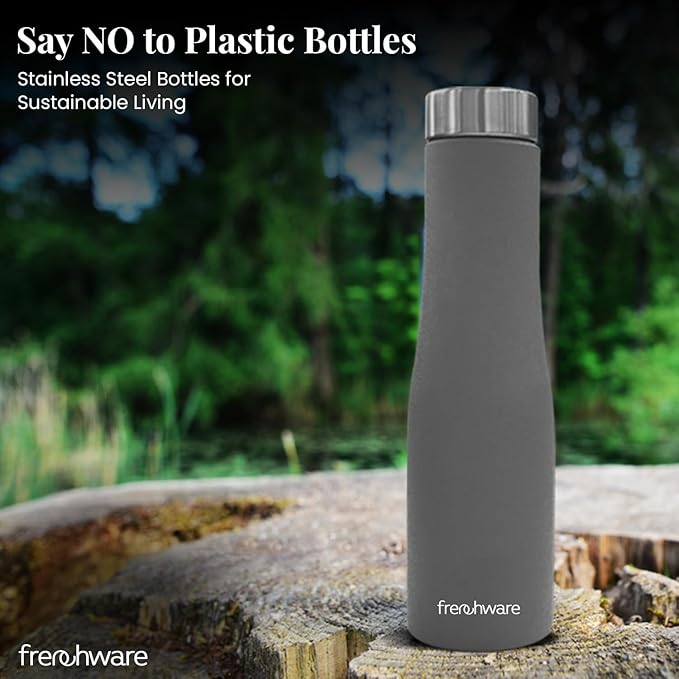 Frenchware Water Bottle 1 Litre, Stainless Steel, Premium SS 304, Misty Slate | Easy-to-Clean