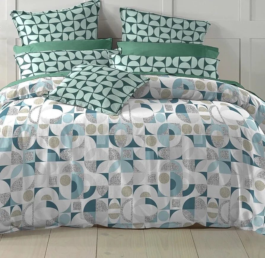 The Home Style Cotton Elastic Fitted All Around Printed King Size Double Bed Bedsheet wih 2 Pillow Cover Silver Chalice