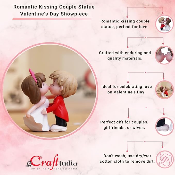 Ecraftindia Romantic Kissing Couple Statue Decorative Showpiece | Valentine Gift