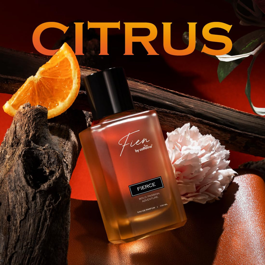 FIEN Perfume Fierce for Men | Citrusy Scent | mcaffeine perfume | Fien by mCaffeine 12 Hrs Long Lasting | Eau De Parfum with Neroli, Sage & Myrrh | perfume for men | Premium & Luxurious for Valentines & Every Occasion - 100ml