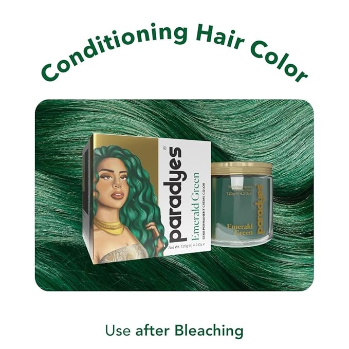 Paradyes Semi-permanent Emerald Green Diy Conditioner Based Hair Colour - 120 Gms