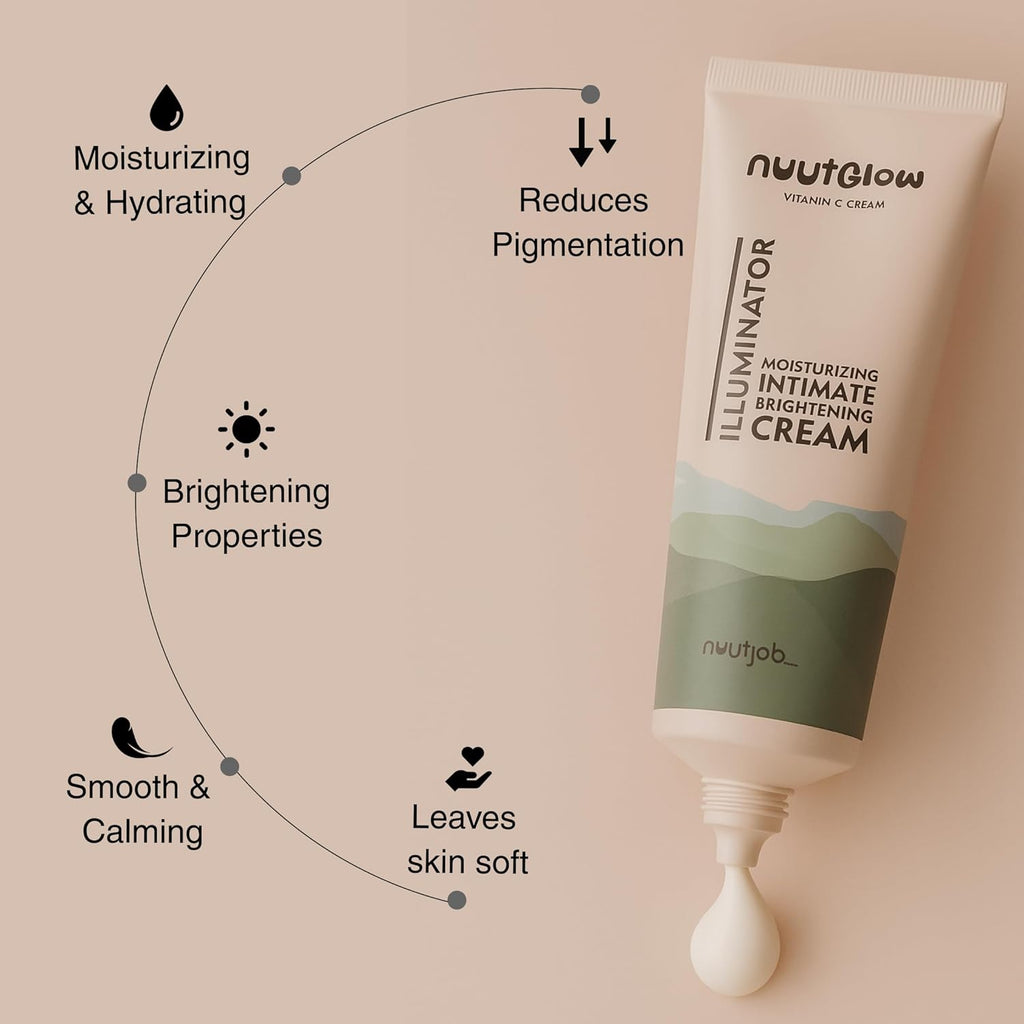 Nuutglow Intimate Brightening Cream with Vitamin C (100ml) | Reduces Dark Patches | For Private Areas, Underarms, Thighs & Knees | Unisex | Softens Skin