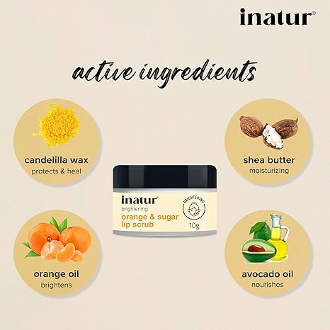 Inatur Orange Oil & Sugar Lip Scrub - 10 gms
