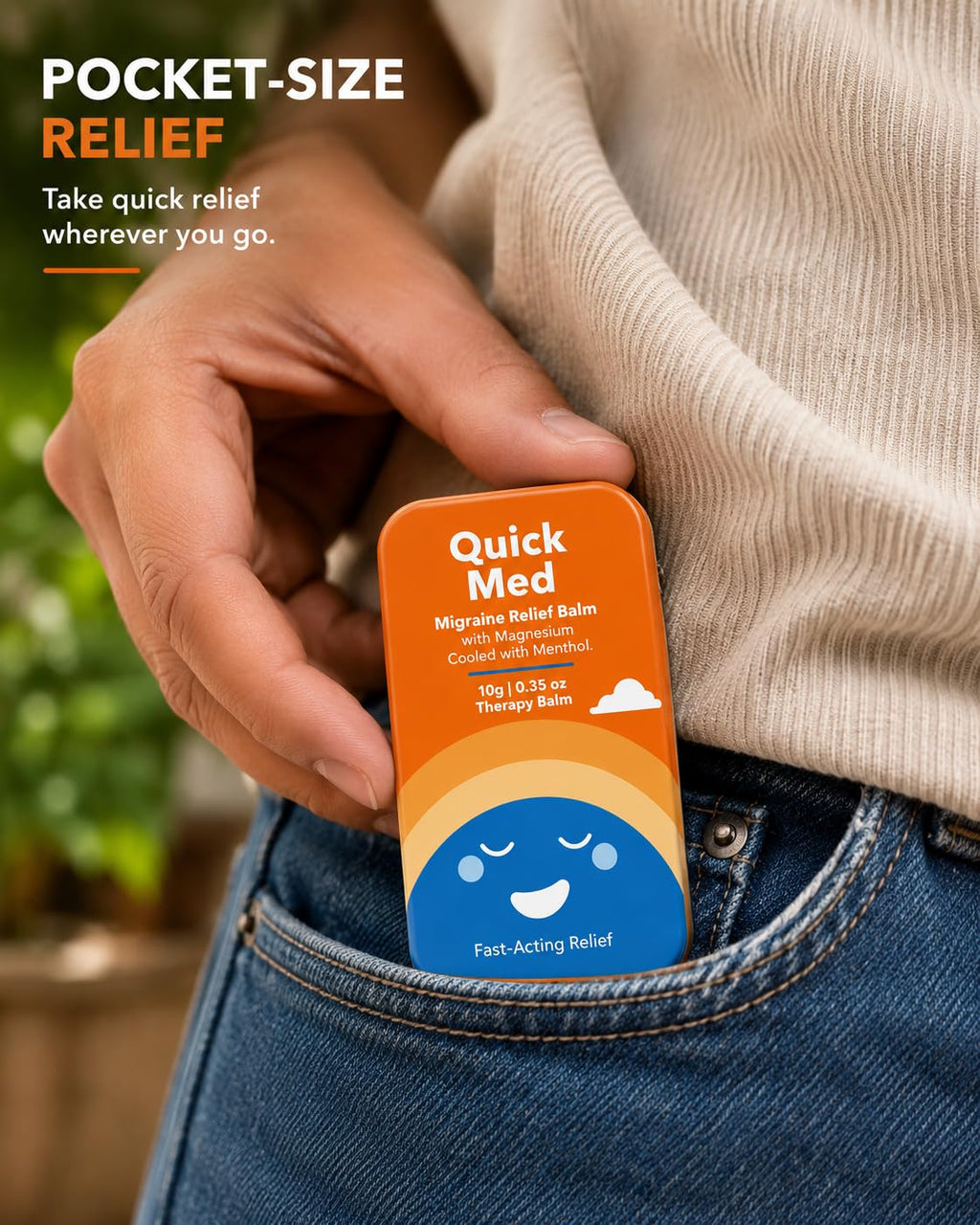 Quick Med Migraine Relief Balm 10g – Fast Relief in Just 2 Minutes | Cooling Menthol Formula | Pocket-Size Therapy Balm