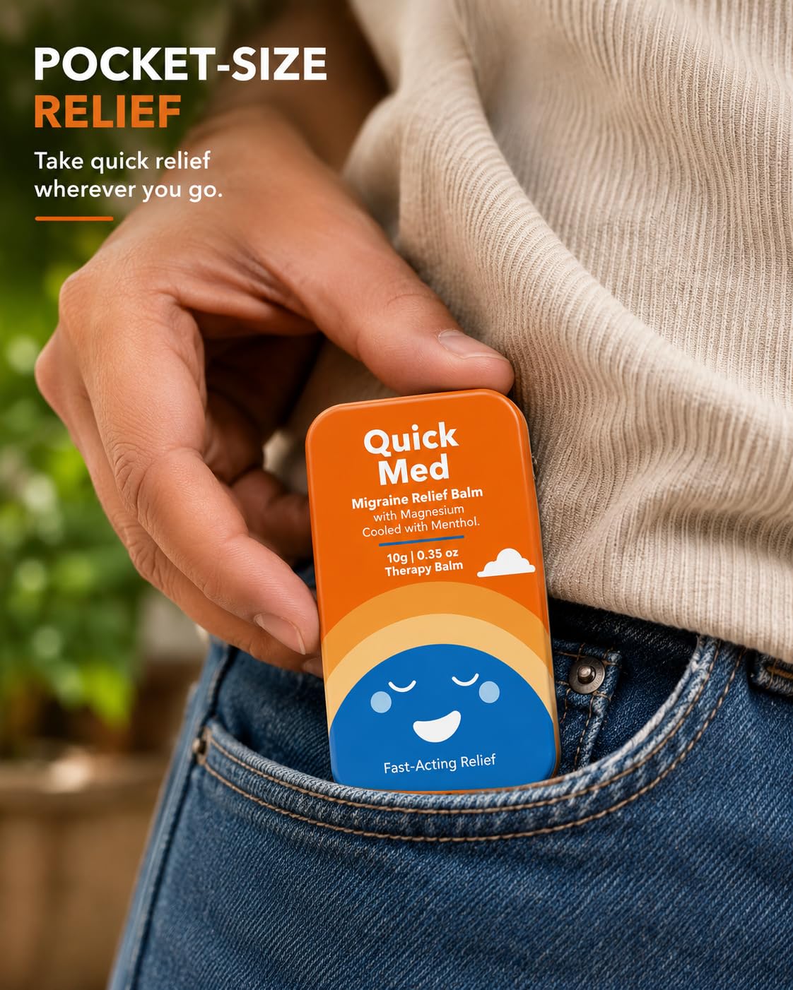 Quick Med Migraine Relief Balm 10g – Fast Relief in Just 2 Minutes | Cooling Menthol Formula | Pocket-Size Therapy Balm