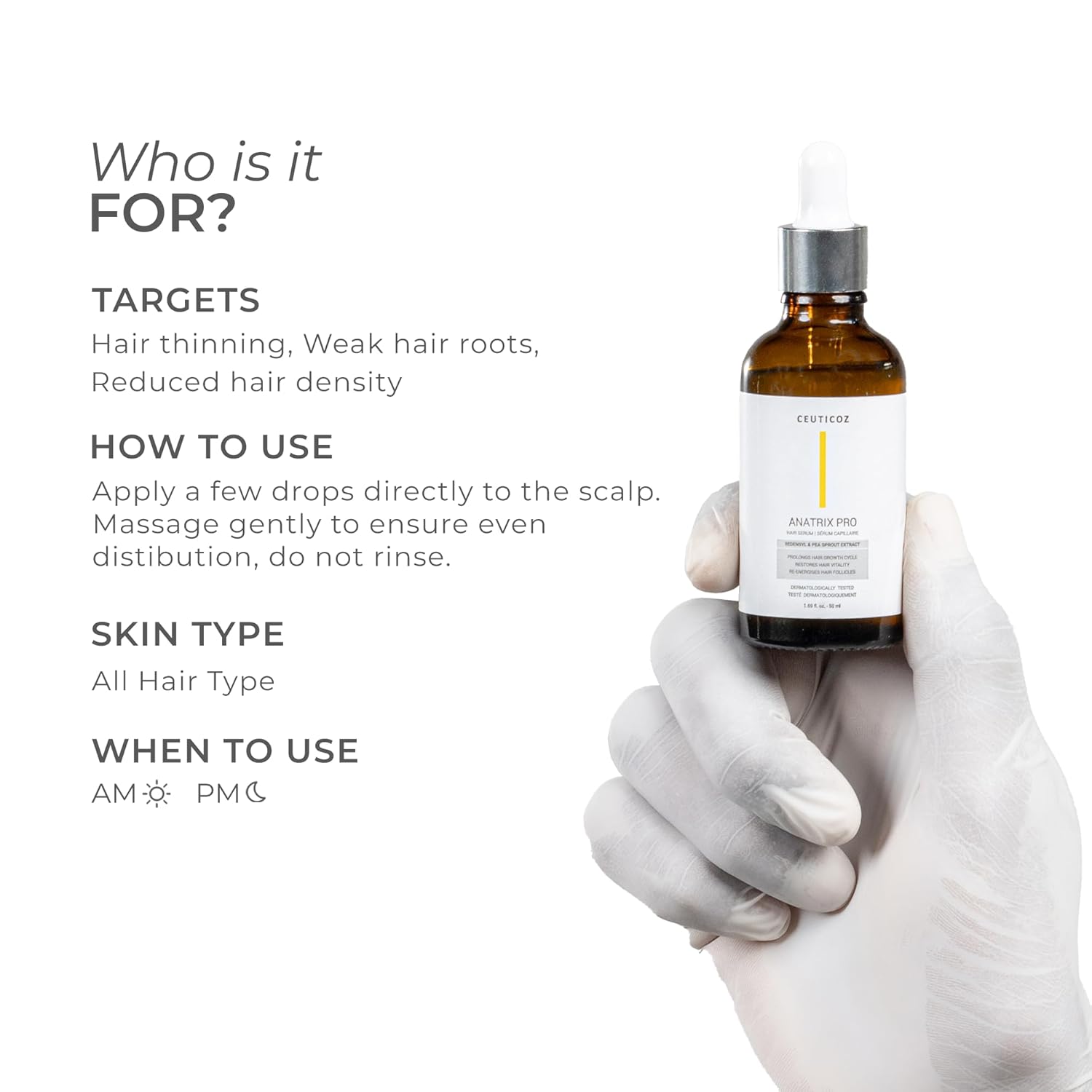 Ceuticoz Anatrix Pro Hair Serum  With Redensyl And Pea Sprout Extract - 50 ml