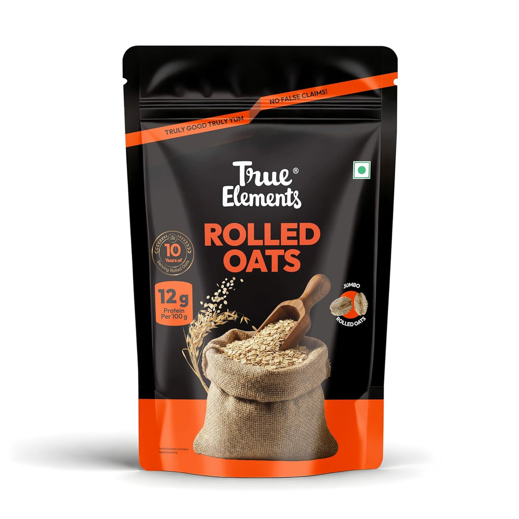 True Elements Rolled Oats 1.2kg - Monthly pack | Wholegrain High Fibre, High protein Oats | Keeps You Fuller Longer | Perfect for overnight oats, smoothies & baking