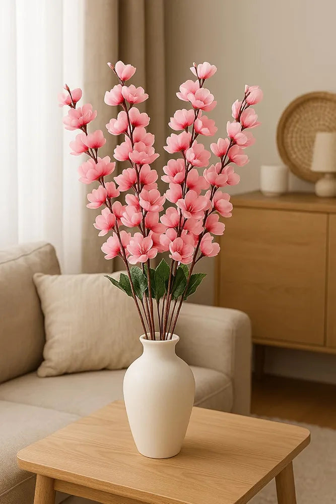 Artificial Flowers Bunch Cherry Blossom Ideal for vase Without vase babypink 55 cm Height Fabric