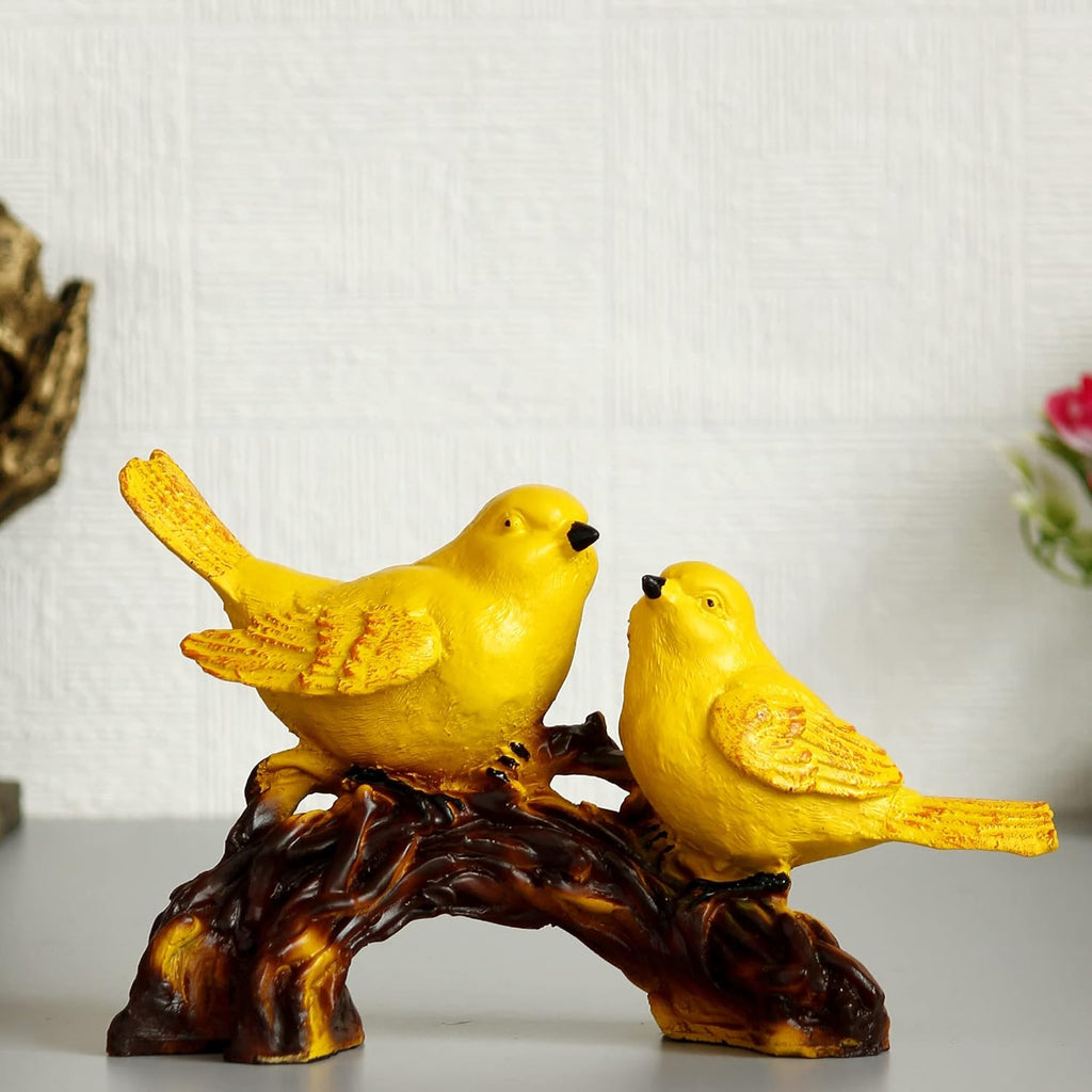 Ecraftindia Yellow Birds on Tree Branch Handcrafted Polyresin Decorative Showpiece