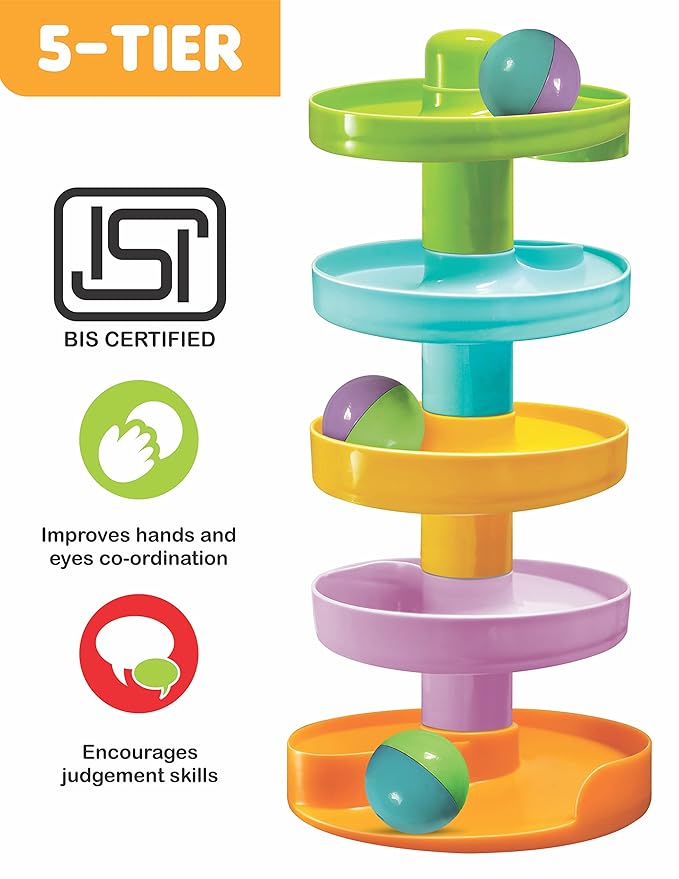 Toymate Spiral Fun A Roll Ball Toy with Layer Ball Drop Tower