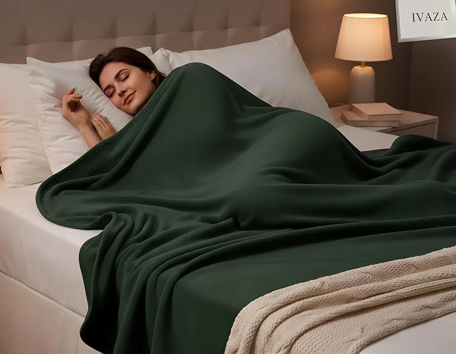 Starnstyle 300 TC All Season Solid/Plain Lightweight Polar Fleece Single Bed Blanket  Green Blanket SingleIV1