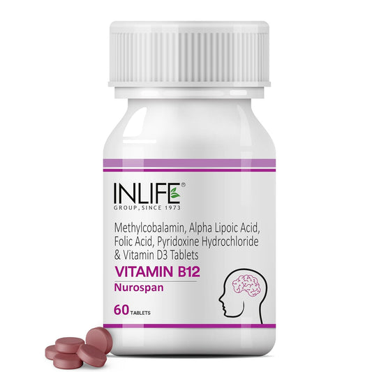 INLIFE Vitamin B12 (Methylcobalamin) 1500mcg Supplement with ALA, Folic Acid, Vitamin D3 | Nerve and Brain Health for Men & Women â€“ 60 Tablets(Pack Of 1, 60)