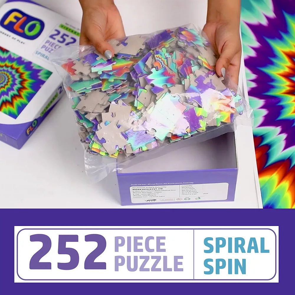 FLO Toys Spiral Spin Jigsaw Puzzle for Adults & Kids 14+ 252 Piece Fun & Challenging Puzzle Game