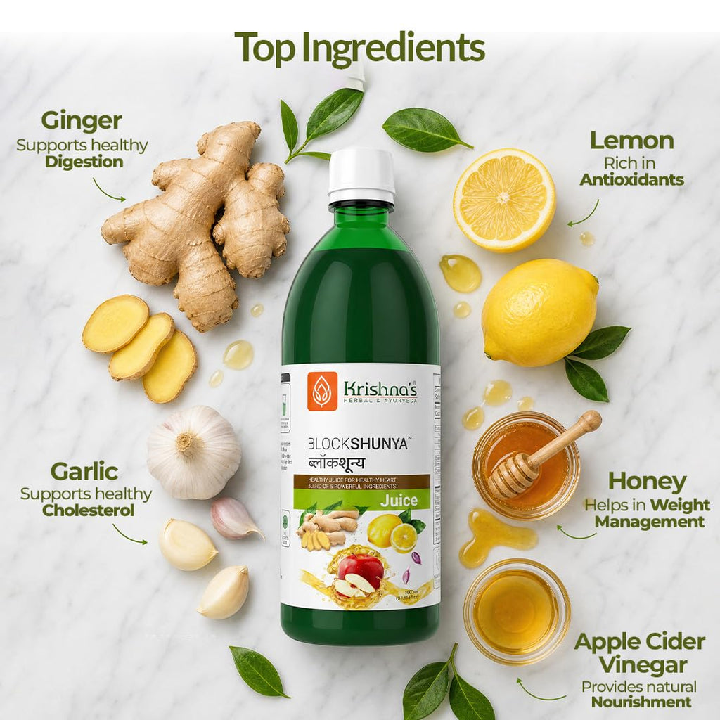Krishnaâ€™s Blockshunya Juice - 1000 ml | Ayurvedic Herbal Support for Healthy Cholesterol Levels | Heart Wellness Formula