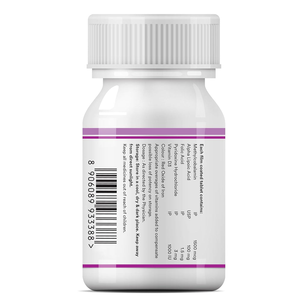INLIFE Vitamin B12 (Methylcobalamin) 1500mcg Supplement with ALA, Folic Acid, Vitamin D3 | Nerve and Brain Health for Men & Women â€“ 60 Tablets(Pack Of 1, 60)