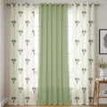 Urban Space Cotton Curtains for Door Combo Set of 3 Room Darkening Curtains for Home Decor Palm Lagoon Green & Aura Green