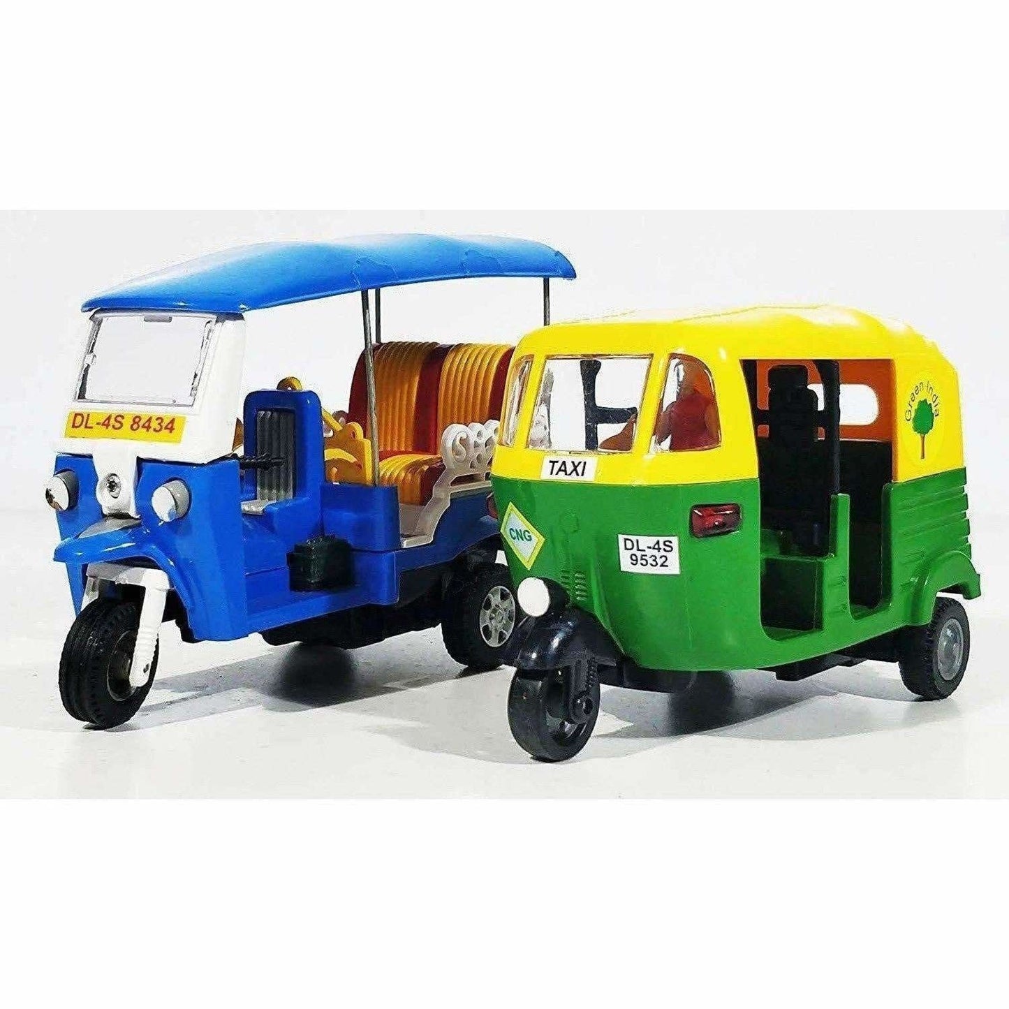 Indian Iconic Tuktuk-CNG Auto Rickshaw Toy (Blue & Green)- Pack Of 2