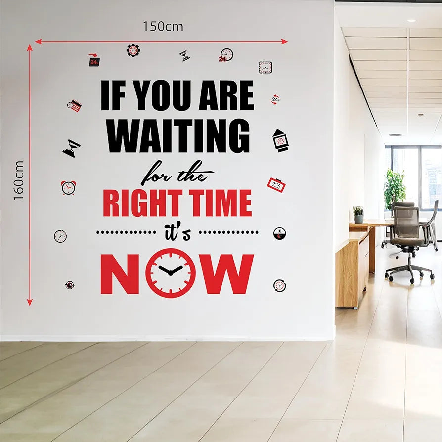 StickMe The Right Time is Now Motivational Quote Wall Sticker Inspirational Vinyl Decal Multicolour Self Adhesive Premium Large - 160 x 150 cm