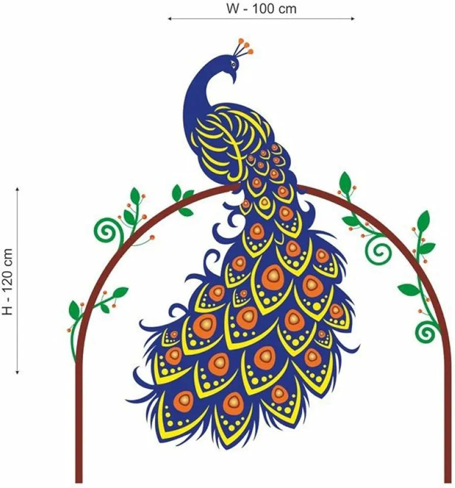Decals Design Peacock Bird On Branch Wall Sticker Multicolour