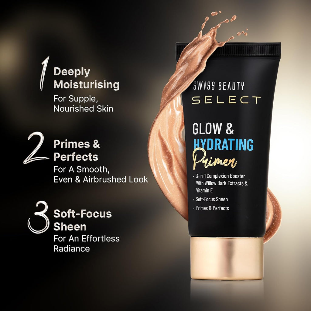 Swiss Beauty Select Glow & Hydrating Primer Enriched With Vitamin E & Witch Hazel Extract | 25ml