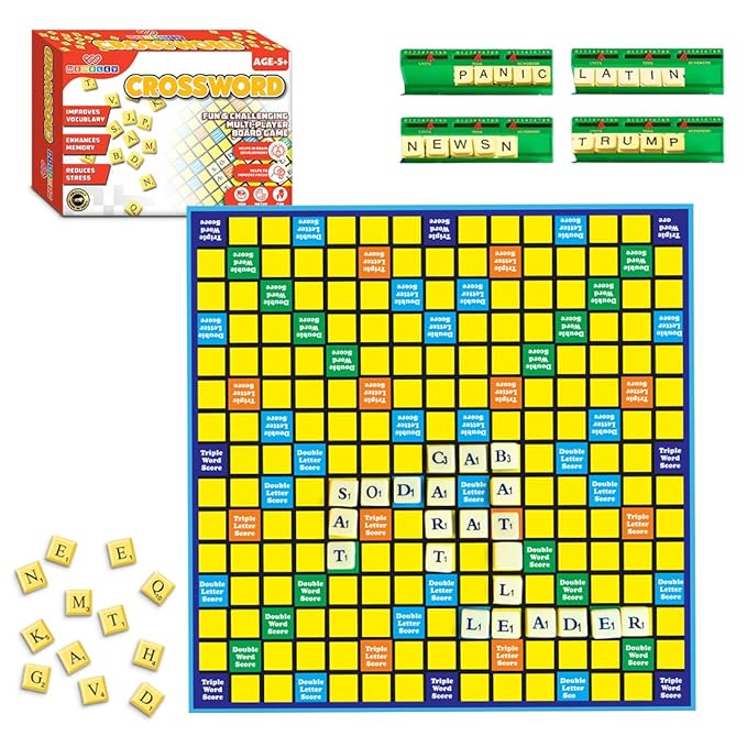 Wembley Crossword Board Game for Kids Adults with 100 Letters English Wordcraft