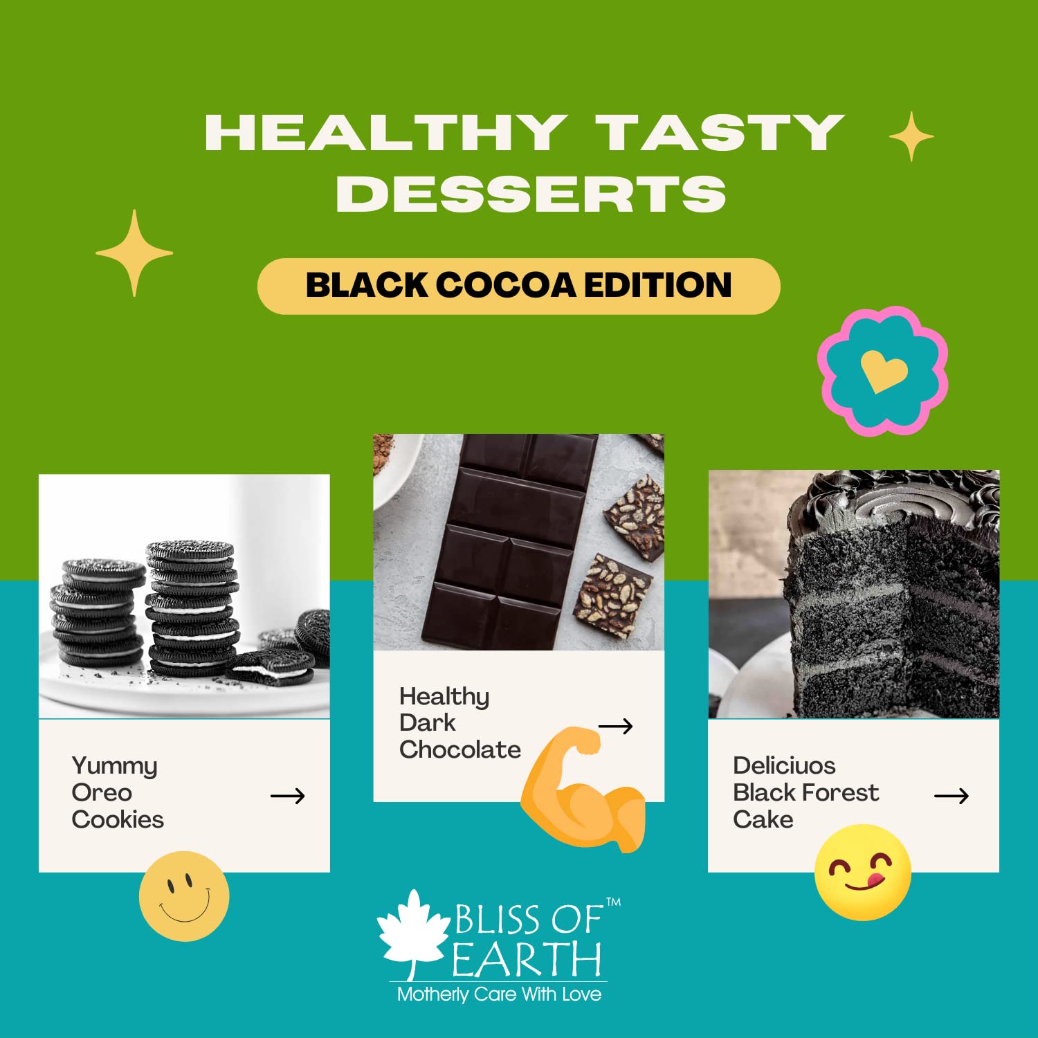 Bliss of Earth Black Cocoa Powder Natural and Unsweetened Carbon Black & Dark Roast Perfect for Cooking & Baking Cakes, Biscuits, Oreo, Chocolates, Smoothies 100GM