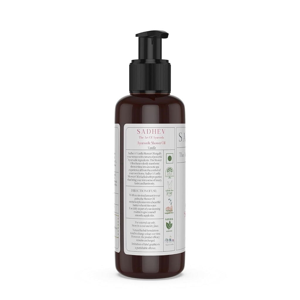 Sadhev Ayurvedic Shower Oil With Goodness Of Vanilla For Hydration And Moistrization