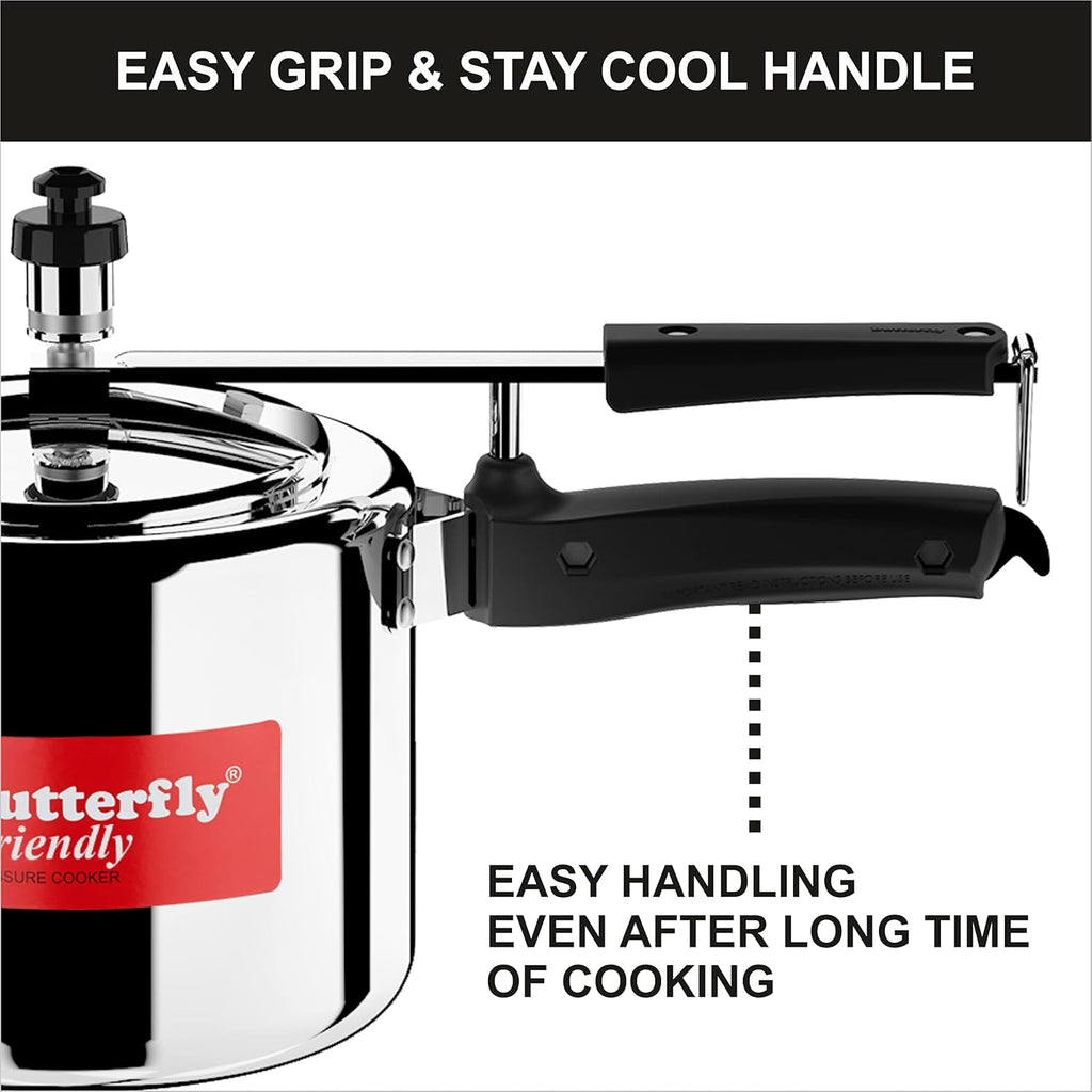 Butterfly Friendly Inner Lid Aluminium Pressure Cooker (Silver)