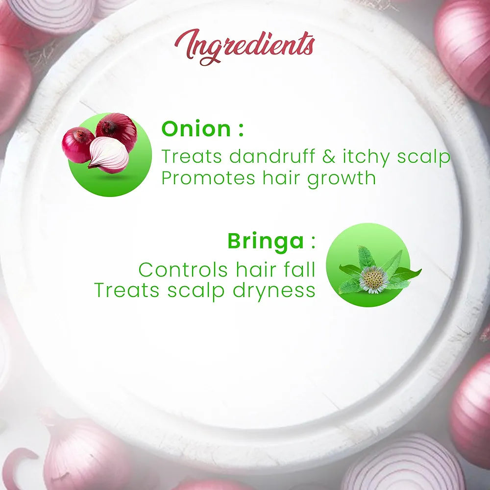 Dhathri Onion Bringa Hair Shampoo Promotes Hair Growth & Controls Hair Fall - 300 ml