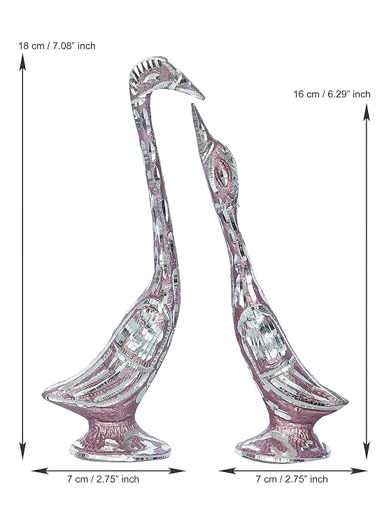 Ecraftindia 7 Inch Pink Kissing Swan Couple Handcrafted Decorative Figurine